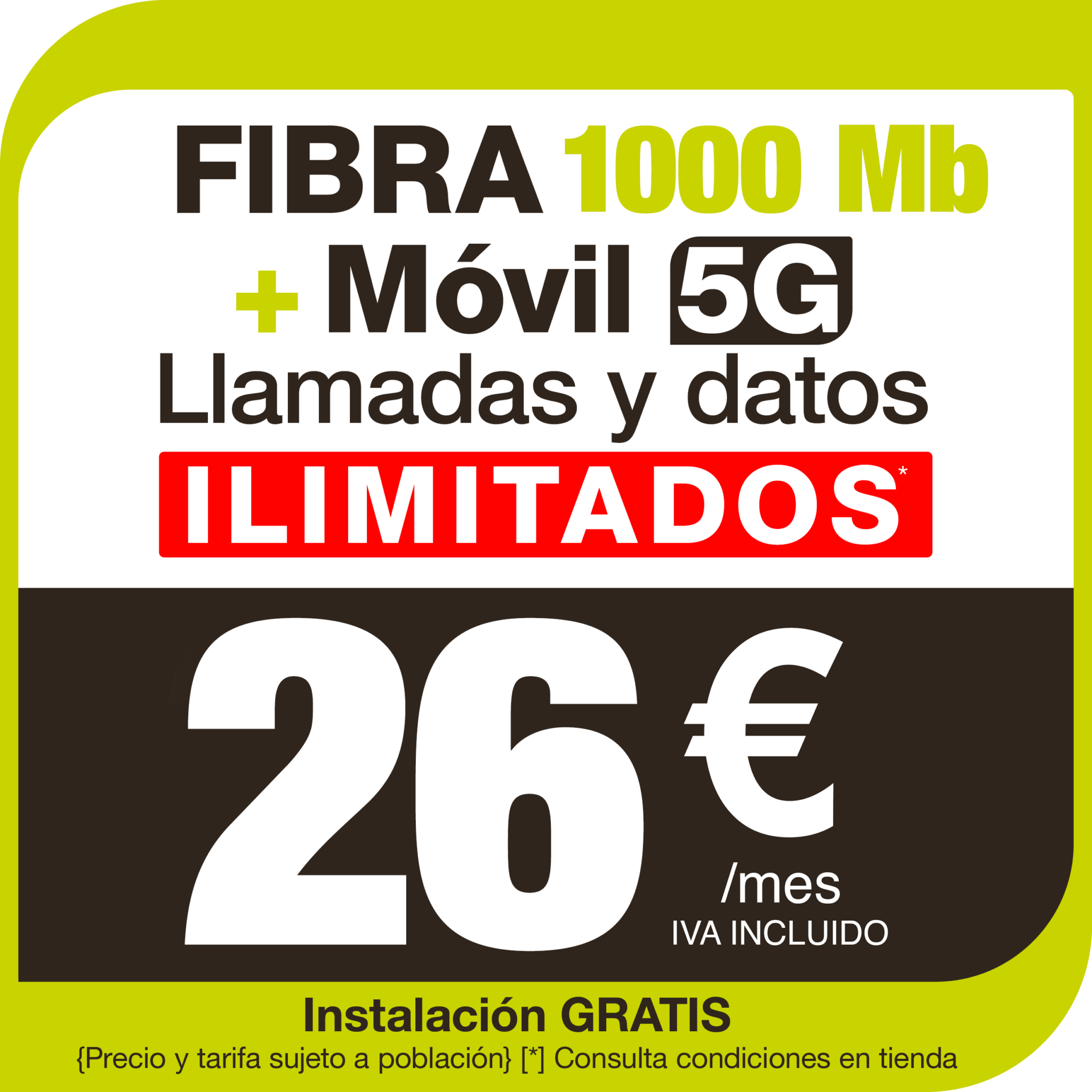 Ofertas Fibra + Móvil 5 G Datos ilimitados.