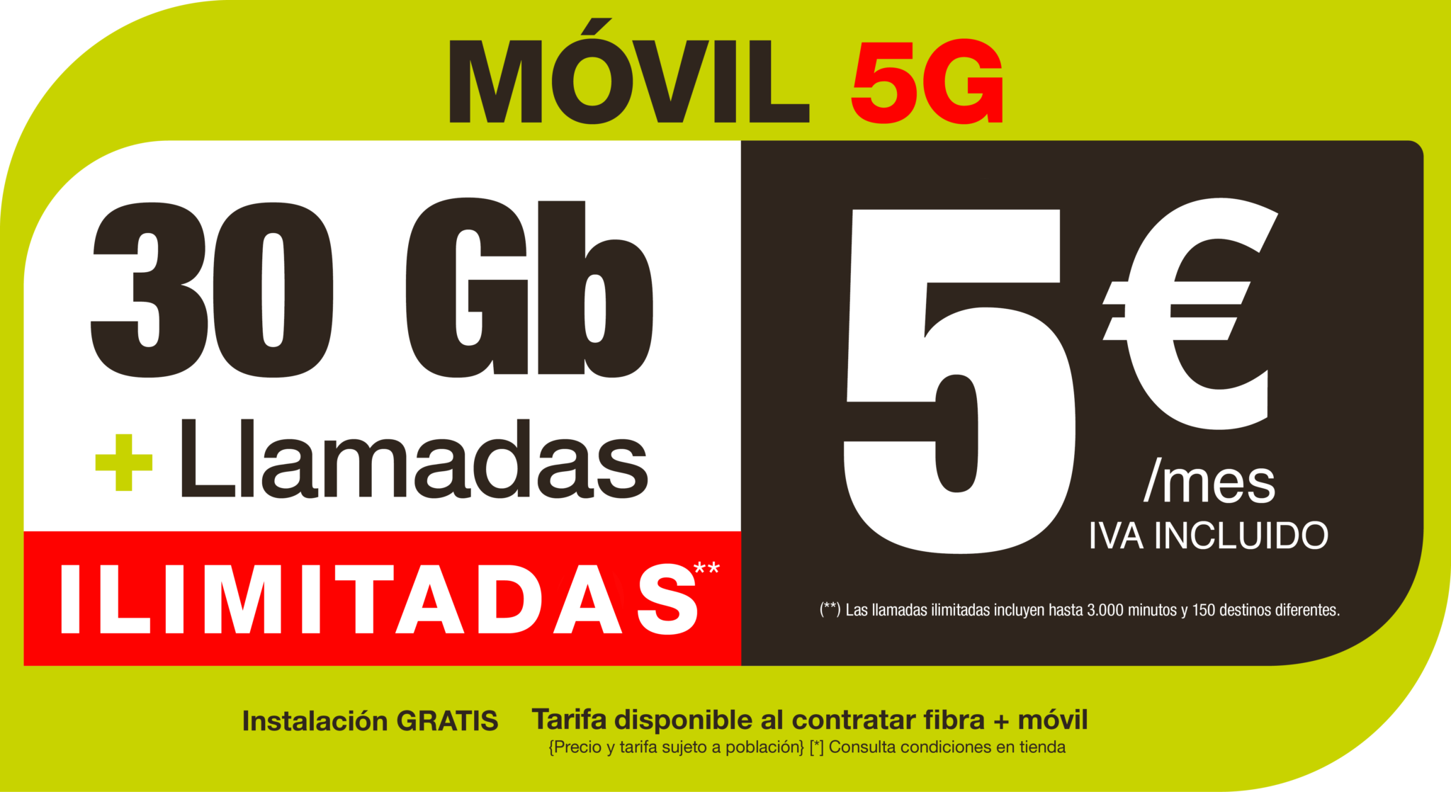 Tarifas móvil llamadas ilimitadas Tarifas Móvil 5G 30Gb llamadas ilimitadas